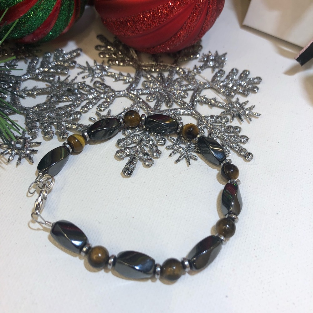 Magnetic hematite bracelet, healing crystal bracelet anxiety jewelry handmade
